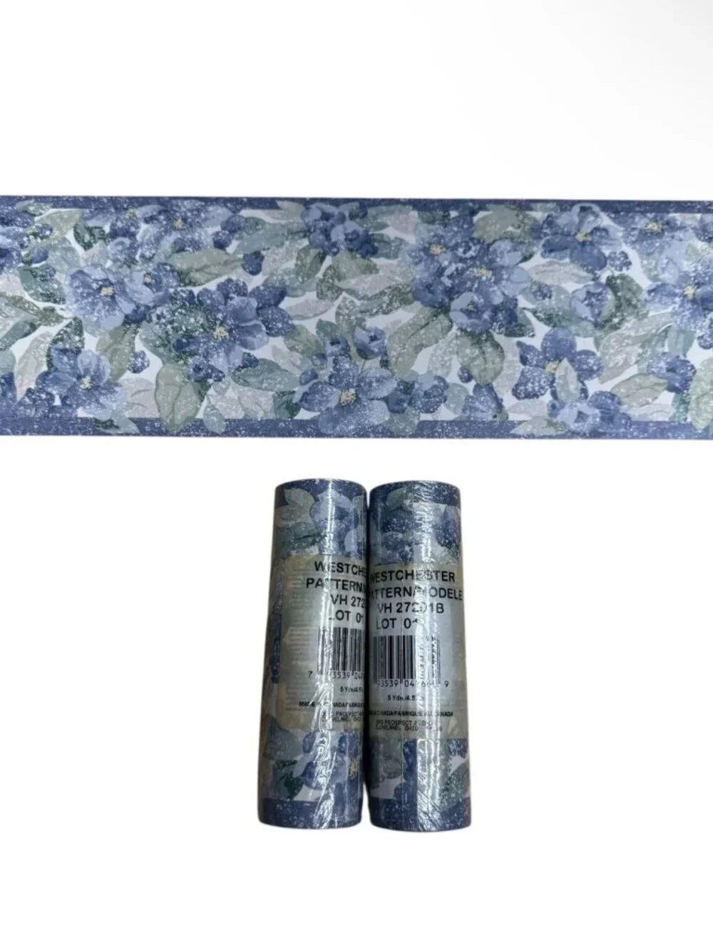 Vintage Wallpaper Border Westchester 2 Rolls Blue White Floral Cottage Chic New